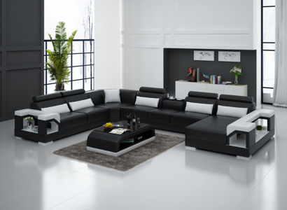 Designer Sofa Couch Corner sofa with Stool Upholstery Suite Living landscape U-shape